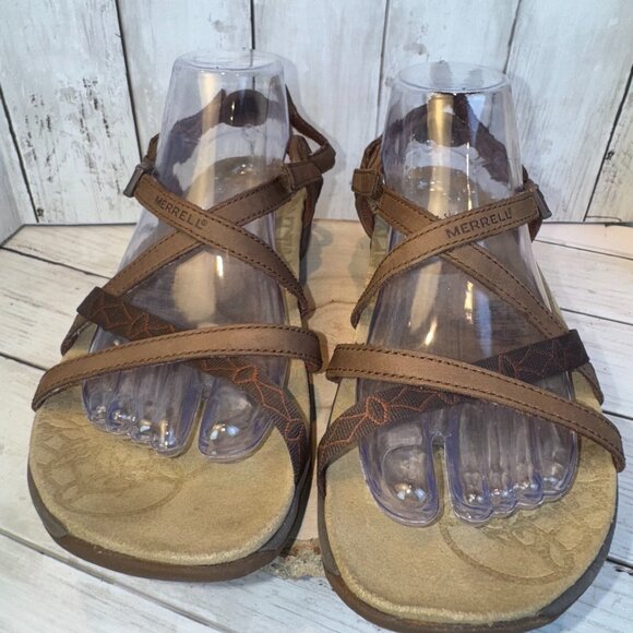 Merrell Q Form Women’s Size 10 Brown Leather Strappy Outdoor Sandals Dark Earth - Picture 2 of 6